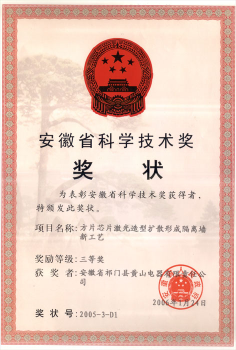 安徽省科學(xué)技術(shù)進(jìn)步獎(jiǎng)